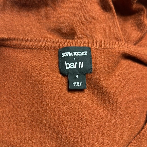 Sofia Richie x Bar III Terracotta Long Sleeve Sweater Bodycon Dress Size Medium - Picture 7 of 8